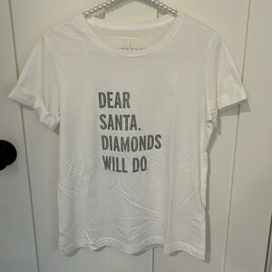 Kate SPADE white cuffed sleeve Santa Tee